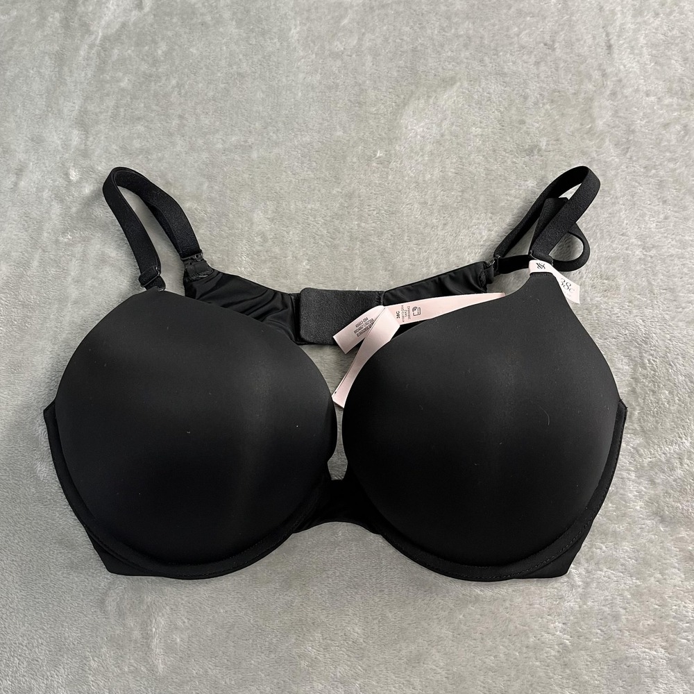 Victoria's Secret Bra Womens 38C Black Push Up Plunge Underwire Padded T Shirt